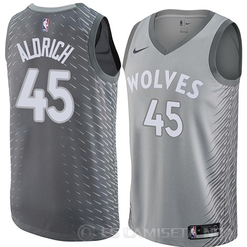 Camiseta Cole Aldrich #45 Minnesota Timberwolves Ciudad 2018 Gris - Haga un click en la imagen para cerrar